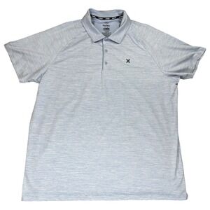 Hurley Mens XXL Polo Shirt Light Blue Heathered Short Sleeve Performance Top